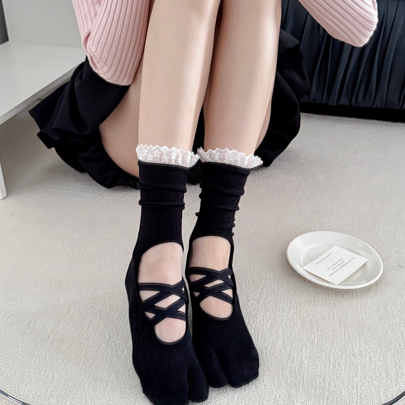 Lace Trim Split Toe Yoga Socks - огляд і ціна Medias Para Pilates Y Yoga
