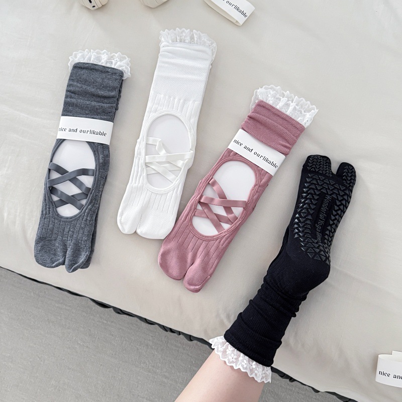 Lace Trim Split Toe Yoga Socks - огляд і ціна Medias Para Pilates Y Yoga